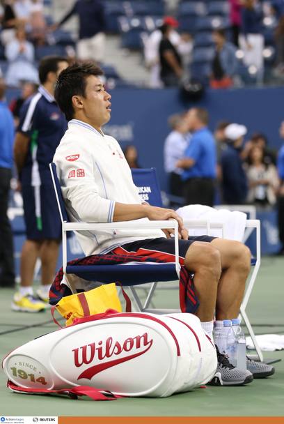 La delusione dello sconfitto, il giapponese Kei Nishikori. Action Images